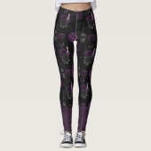 Leggings Zodiac Magie | Plum violet foncé Roses de crâne go (Devant)