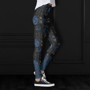Leggings Zodiaque magic   Dark Navy Blue Gothic Skull