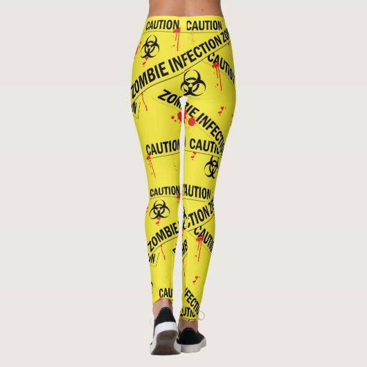 Leggings Zombie Infecté Caution Sang Fragmenté (Dos)