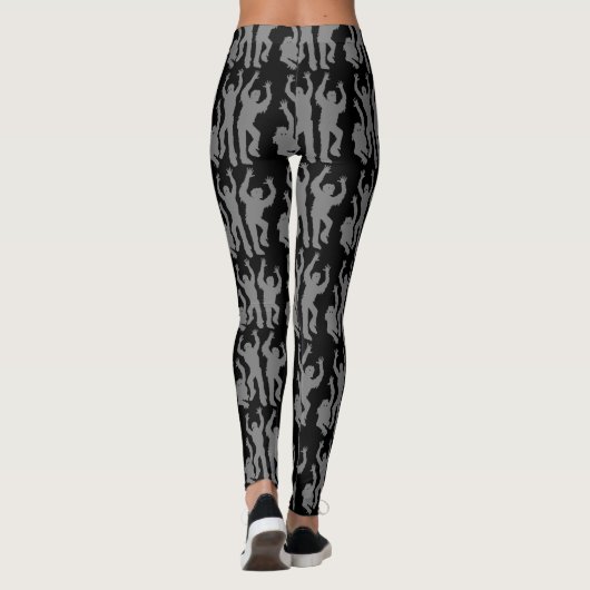 Leggings Zombies Halloween gris sur le noir (Dos)