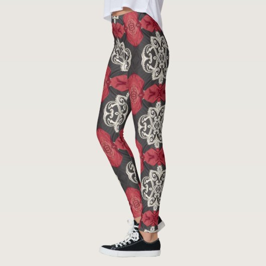 Leggings zwart, wit, rood (Links)