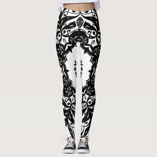 Leggins voor zwarte en witte ornementen leggings (Voorkant)