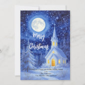 L'église de Snowy Woods Carte de Noël de Noël (Devant)