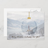 L'église en hiver dans une bille de verre carte de (Devant / Derrière)