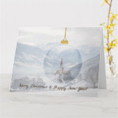 L'église en hiver dans une bille de verre carte de (Fleur jaune)