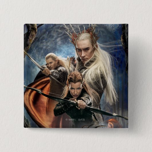 LEGOLAS GREENLEAF™, TAURIEL™ en Thranduil Vierkante Button 5,1 Cm (Voorkant)