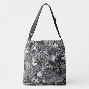 Legpuzzel Stukken Grijs Zwart en Wit Grappig Crossbody Tas