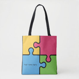 Legpuzzelpatroon met bewerkbare naam draagtas