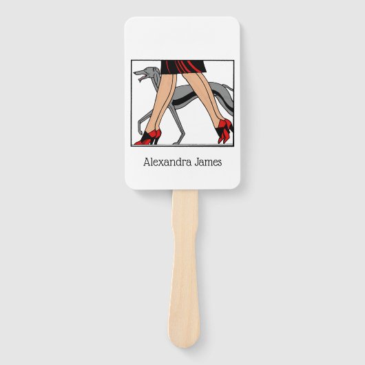 Legs Art Deco Women Greyhound Whippet Dog R Handwaaier (Voorkant)