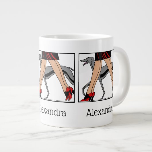 Legs Art Deco Women Greyhound Whippet Dog R Jumbo Mok (Voorkant rechts)