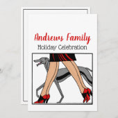 Legs Art Deco Women Greyhound Whippet Dog R Kaart (Voorkant / Achterkant)
