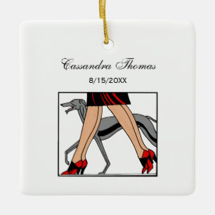 Legs Art Deco Women Greyhound Whippet Dog R Keramisch Ornament