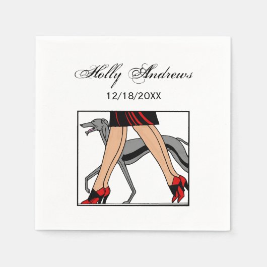 Legs Art Deco Women Greyhound Whippet Dog R Servetten (Voorkant)