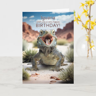 Leguaan wenst je een gelukkige verjaardag Reptiel  Kaart