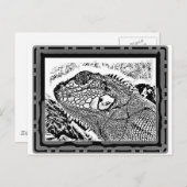 Leguan zwart-wit briefkaart (Voorkant / Achterkant)