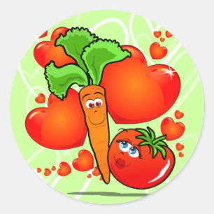 Légumes en amour, autocollant