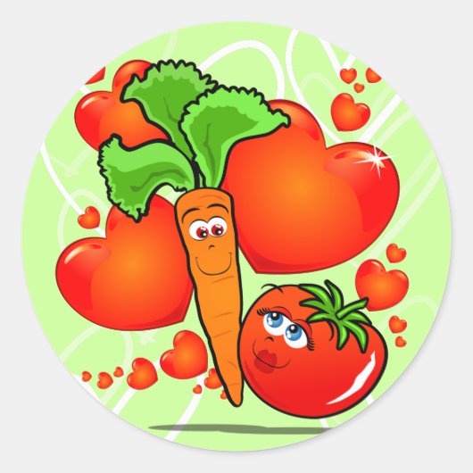 Légumes en amour, autocollant (Devant)