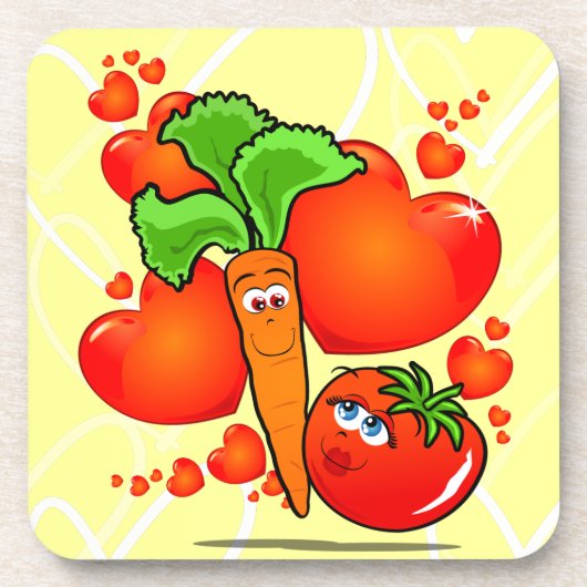 Légumes en amour, dessous de verre (Devant)