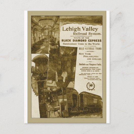 Lehigh Valley Railroad 1897   Train Poster Briefkaart (Voorkant)