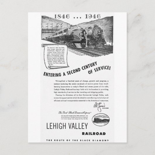 Lehigh Valley Railroad-A Second Century Service Briefkaart (Voorkant)