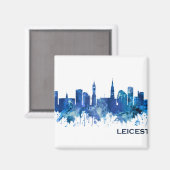 Leicester England Skyline Blue Magneet (Voorkant / Achterkant)
