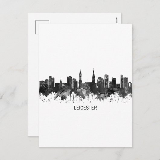 Leicester England Skyline BW Feestdagenkaart (Voorkant / Achterkant)