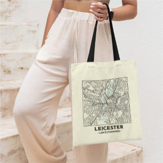 Leicester, Leicestershire Stad Kaart Boodschappent Tote Bag
