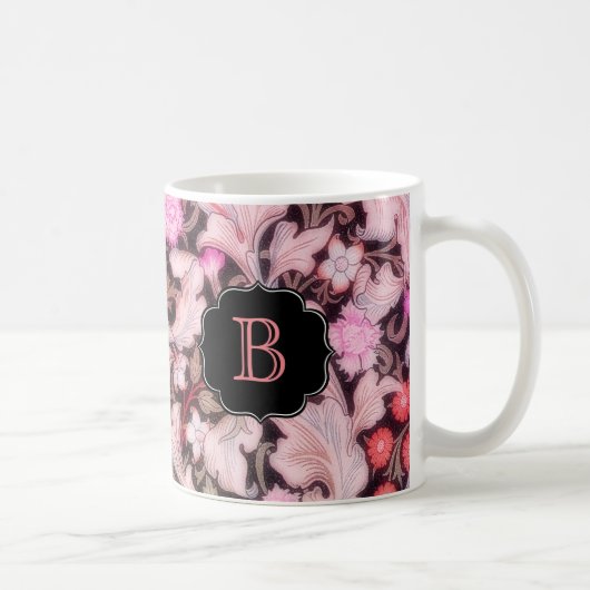 Leicester Pink Floral Pattern met Monogram Koffiemok (Rechts)