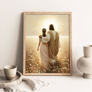 Leid de Weg, Christelijke Kunst, Jezus Loopt met O Poster