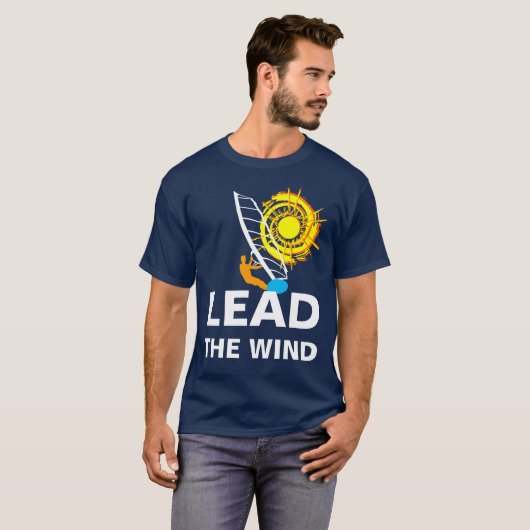 Leid de wind grappig aanpasbaar windsurfen t-shirt (Voorkant volledig)