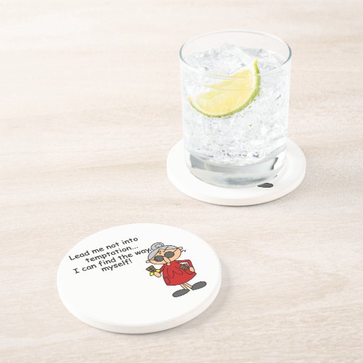 Leid me niet in verleiding Humor Zandsteen Onderzetter (Zijkant)