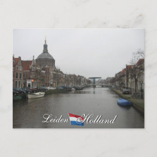Leiden Canal en Church Cityscape Holland Briefkaar Briefkaart
