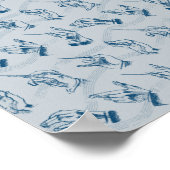 Leider (patroon in grijs en indigo) poster (Hoek)