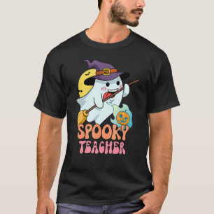 Leider van de 'Haunted House Moon Night Groovy Spo T-shirt