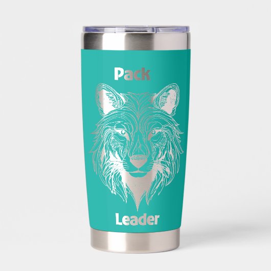 Leider van de roedel Negatieve Ruimte Wolf Geïsoleerde Drinkbeker (Voorkant)