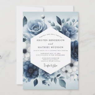 Leienblauwe Serene Bloom Bruiloft Kaart