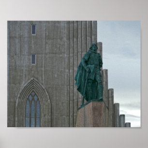 Leif Erikson, Hallgrimskirkja, Reykjavik, IJsland Poster