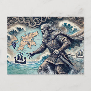 Leif Erikson in pastel krijttekening Briefkaart