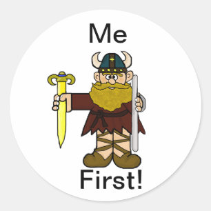 Leif Erikson "Me First" Stickers! Ronde Sticker