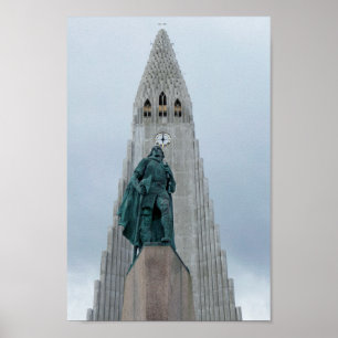 Leif Erikson Statue IJsland Poster