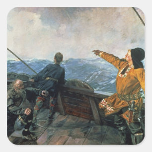 Leif Eriksson sights land in America, 1893 Vierkante Sticker
