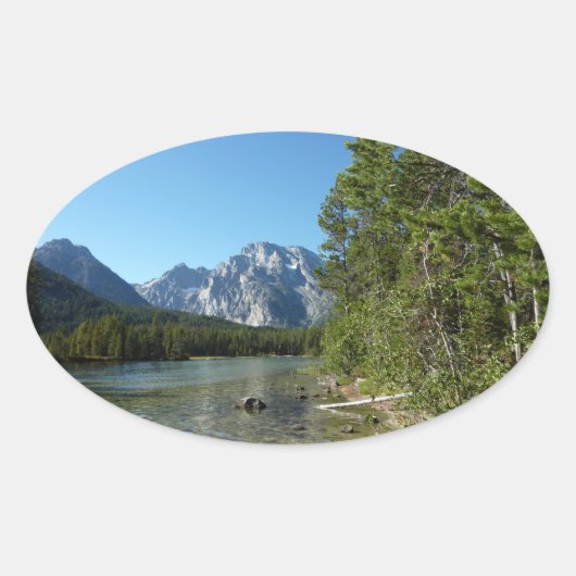 Leigh Lake in het nationaal park Grand Teton Ovale Sticker (Voorkant)