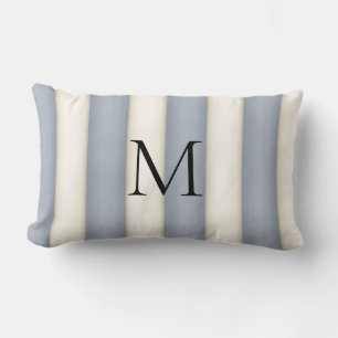 Leigrijs & Antieke Witte Strepen Monogram Kussen