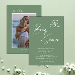 Leigroene foto babyshower uitnodiging