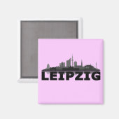 Leipzig City Skyline - aimant pour réfrigérateur / (Recto/Verso)