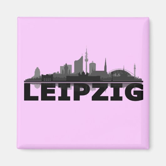 Leipzig City Skyline - aimant pour réfrigérateur / (Devant)