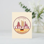 Leipzig Duitsland City Skyline Emblem Briefkaart (Staand voorkant)