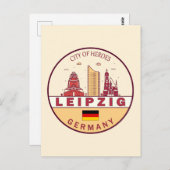 Leipzig Duitsland City Skyline Emblem Briefkaart (Voorkant / Achterkant)