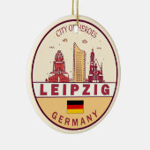 Leipzig Duitsland City Skyline Emblem Keramisch Ornament (Rechts)