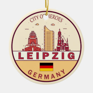 Leipzig Duitsland City Skyline Emblem Keramisch Ornament